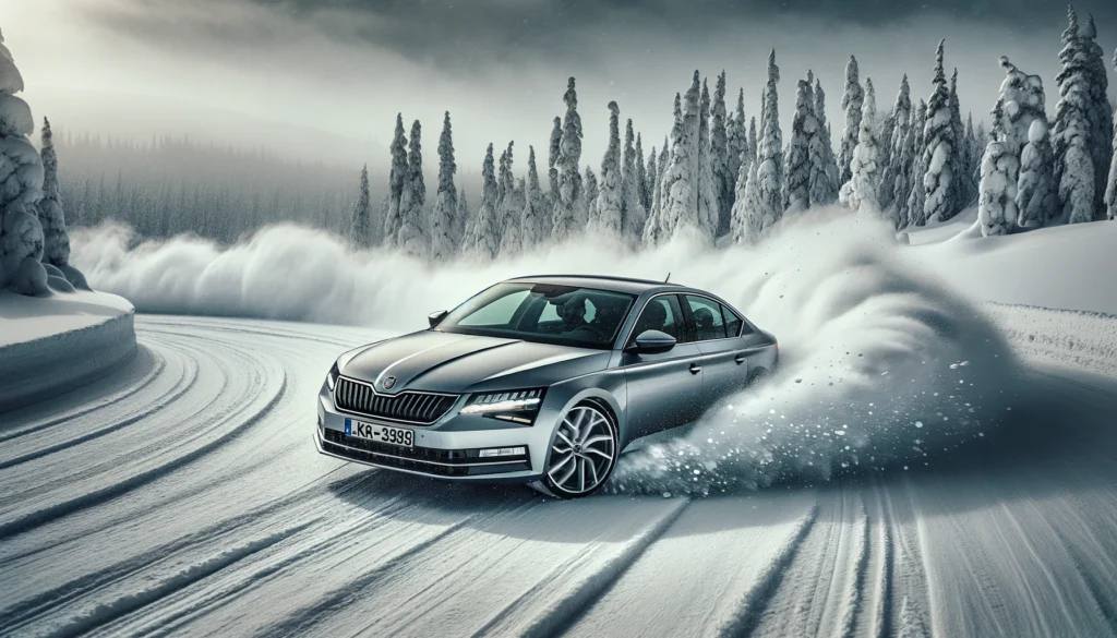 Ilustrační foto: Škoda Superb při jízdě na sněhu